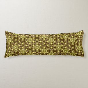 Japanese Asanoha pattern - brown and yellow Body Cushion