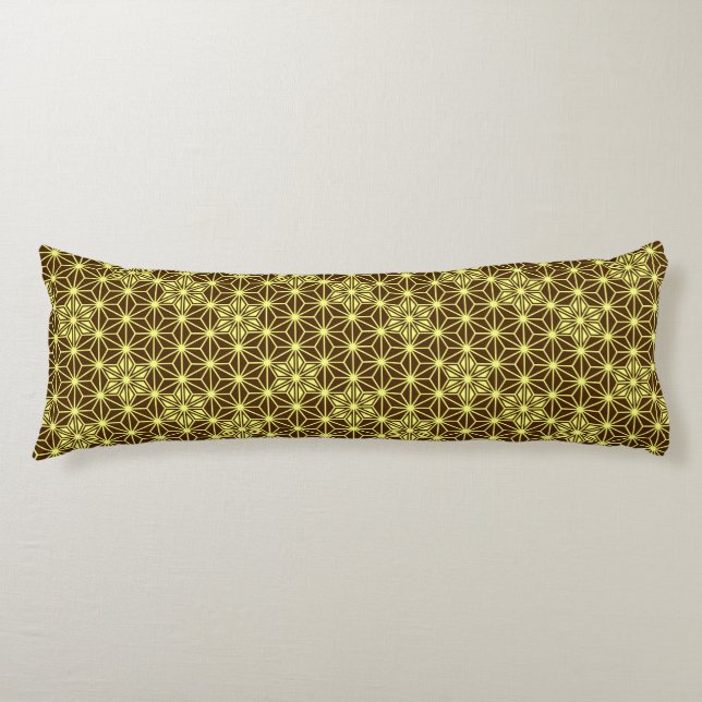 Japanese Asanoha pattern - brown and yellow Body Cushion (Front)