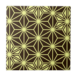 Japanese Asanoha pattern - brown and yellow Ceramic Tile