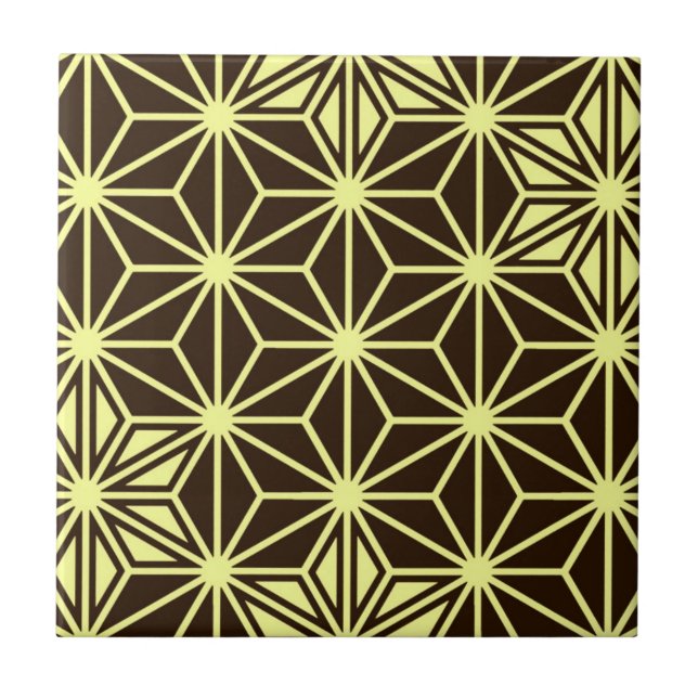 Japanese Asanoha pattern - brown and yellow Ceramic Tile (Front)