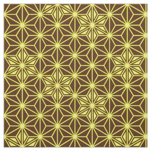 Japanese Asanoha pattern - brown and yellow Fabric