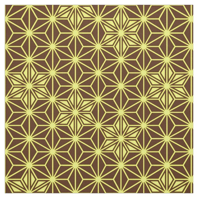 Japanese Asanoha pattern - brown and yellow Fabric (Swatch)