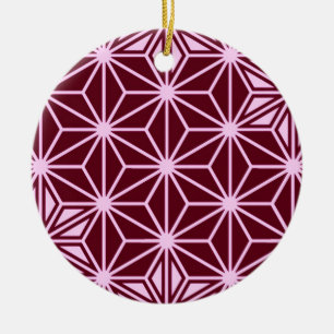 Japanese Asanoha pattern - burgundy Ceramic Ornament