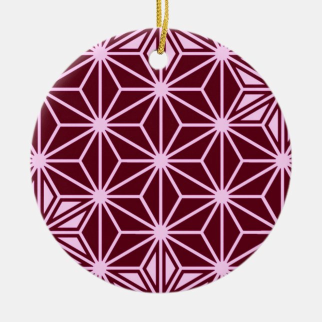 Japanese Asanoha pattern - burgundy Ceramic Ornament (Front)