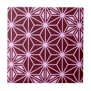 Japanese Asanoha pattern - burgundy Ceramic Tile