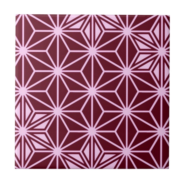 Japanese Asanoha pattern - burgundy Ceramic Tile (Front)