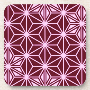 Japanese Asanoha pattern - burgundy Coaster
