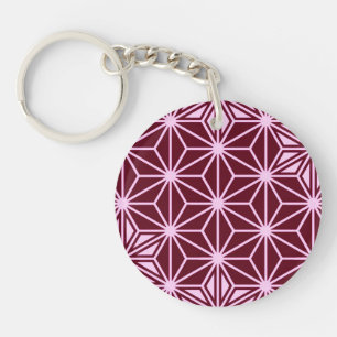 Japanese Asanoha pattern - burgundy Key Ring