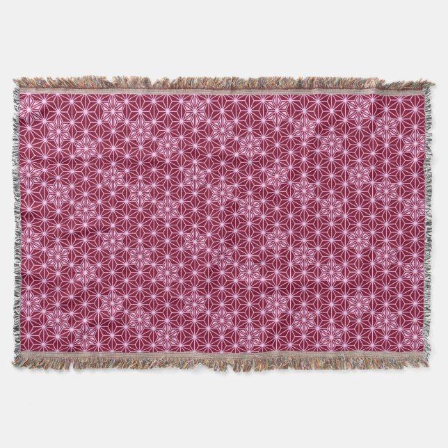 Japanese Asanoha pattern - burgundy Throw Blanket (Front)