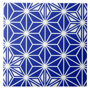Japanese Asanoha pattern - cobalt blue Ceramic Tile