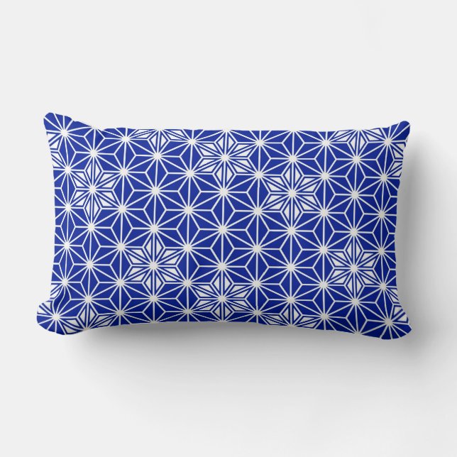 Japanese Asanoha pattern - cobalt blue Lumbar Cushion (Front)