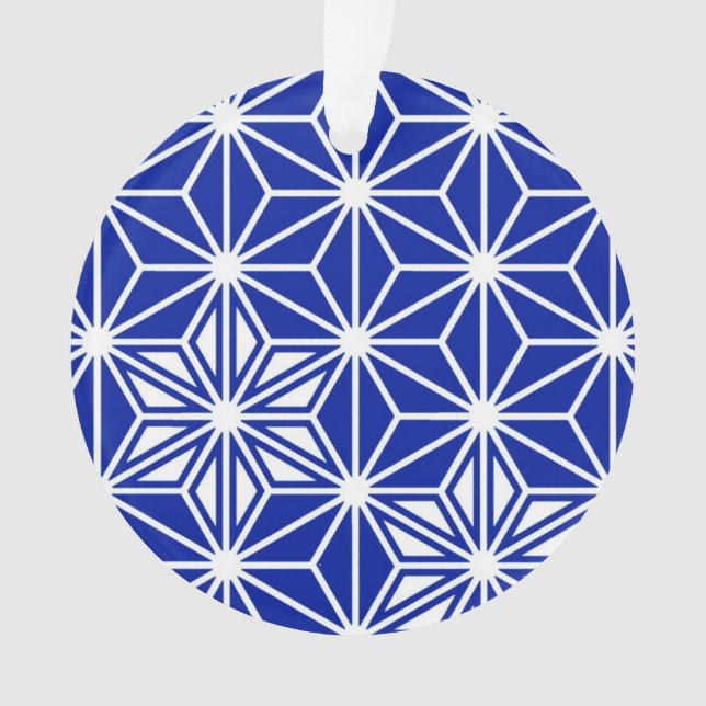 Japanese Asanoha pattern - cobalt blue Ornament (Front)
