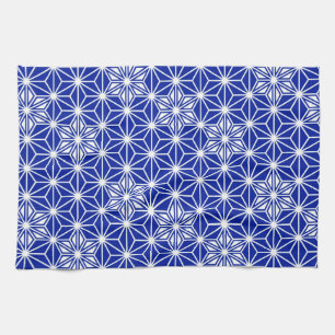 Japanese Asanoha pattern - cobalt blue Tea Towel