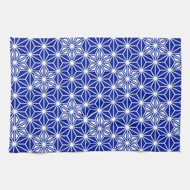 Japanese Asanoha pattern - cobalt blue Tea Towel (Horizontal)