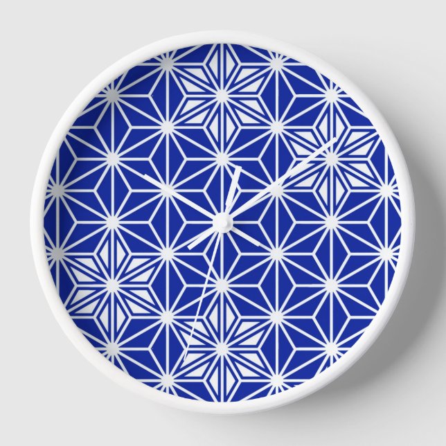 Japanese Asanoha pattern - cobalt blue Wall Clock (Front)