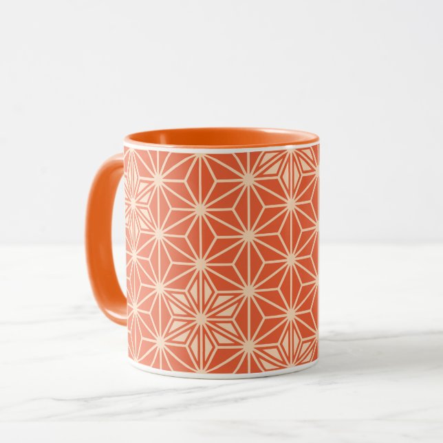 Japanese Asanoha pattern - coral orange Mug (Front Left)