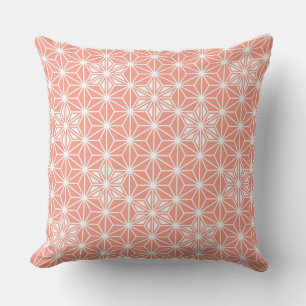 Japanese Asanoha pattern - coral pink Cushion