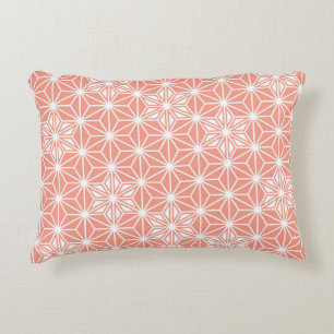 Japanese Asanoha pattern - coral pink Decorative Cushion
