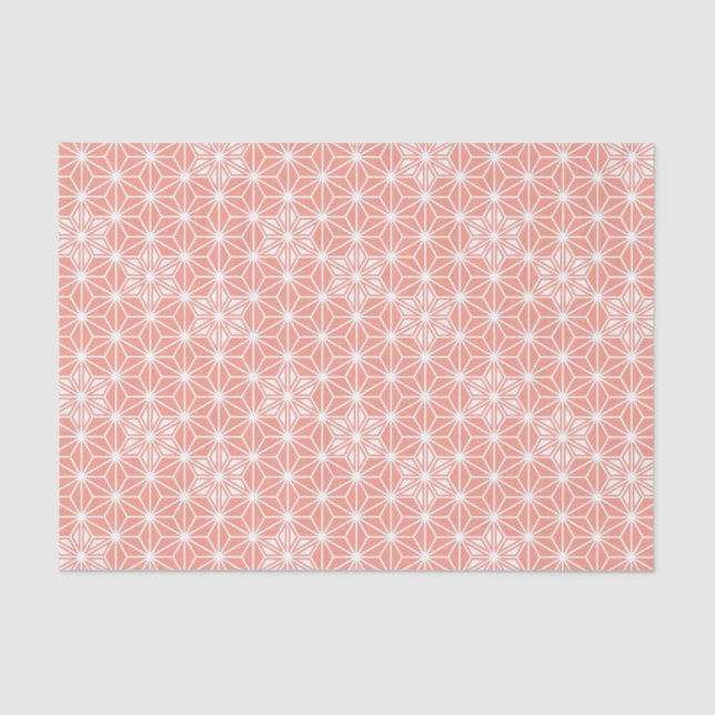 Japanese Asanoha pattern - coral pink Tissue Paper (Front)