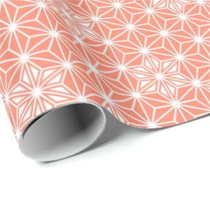 Japanese Asanoha pattern - coral pink Wrapping Paper