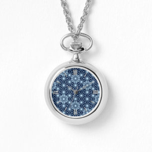 Japanese Asanoha pattern - dark indigo blue Watch
