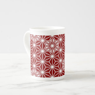 Japanese Asanoha pattern - dark red Bone China Mug