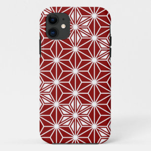 Japanese Asanoha pattern - dark red iPhone 11 Case