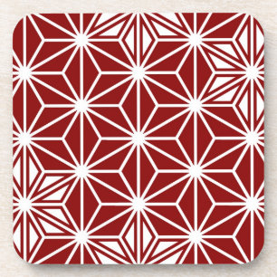 Japanese Asanoha pattern - dark red Coaster