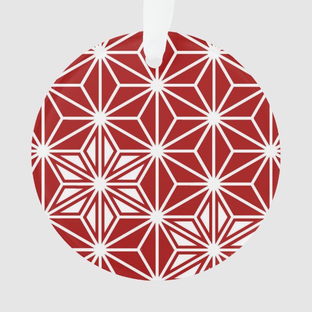 Japanese Asanoha pattern - dark red Ornament (Front)