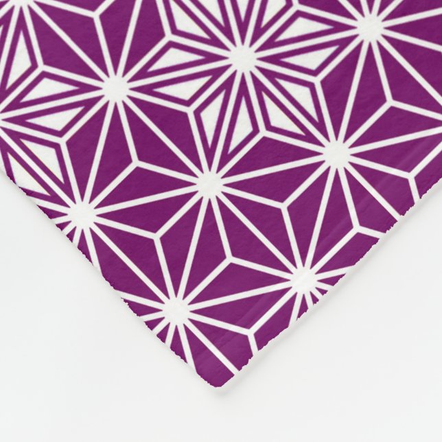 Japanese Asanoha pattern - eggplant purple Fleece Blanket (Corner)