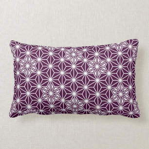 Japanese Asanoha pattern - eggplant purple Lumbar Cushion