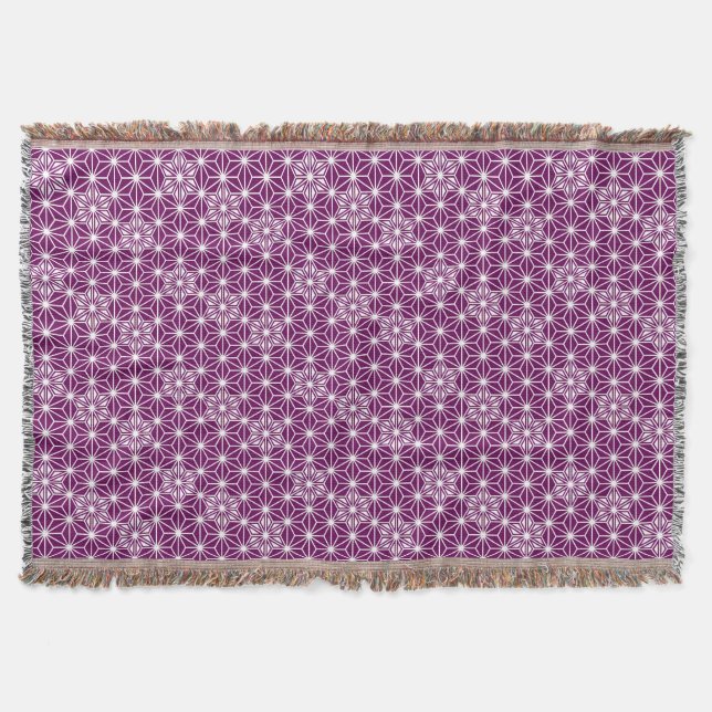 Japanese Asanoha pattern - eggplant purple Throw Blanket (Front)