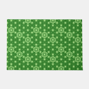 Japanese Asanoha Pattern, Emerald and Lime Green Doormat