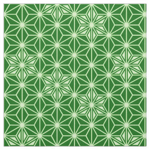 Japanese Asanoha Pattern, Emerald and Lime Green Fabric