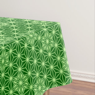 Japanese Asanoha Pattern, Emerald and Lime Green Tablecloth