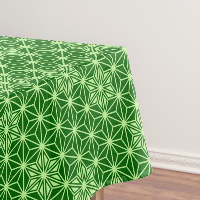 Japanese Asanoha Pattern, Emerald and Lime Green Tablecloth (In Situ)