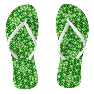 Japanese Asanoha Pattern, Emerald and Lime Green Thongs