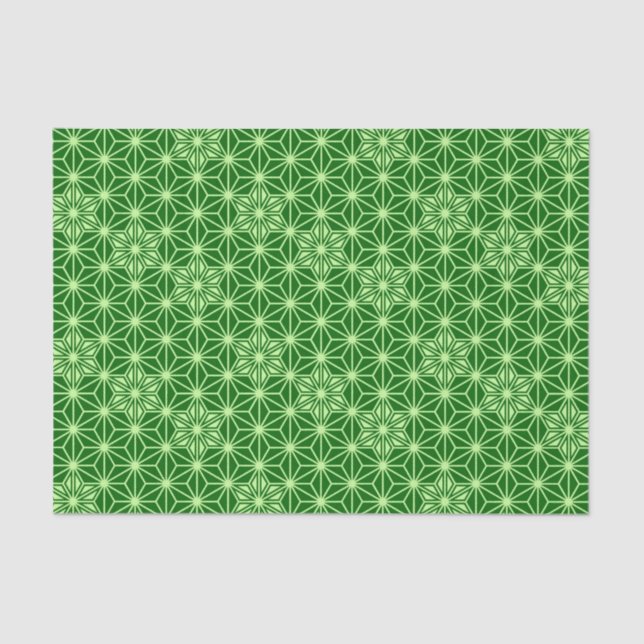 Japanese Asanoha Pattern, Emerald and Lime Green Tissue Paper (Front)
