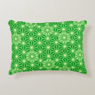 Japanese Asanoha pattern - emerald green Decorative Cushion
