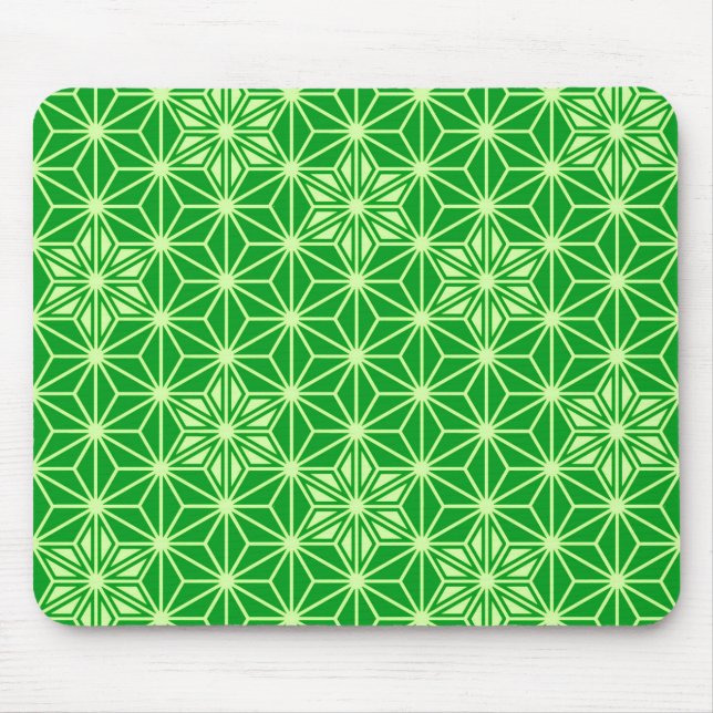 Japanese Asanoha pattern - emerald green Mouse Pad (Front)