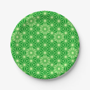 Japanese Asanoha pattern - emerald green Paper Plate
