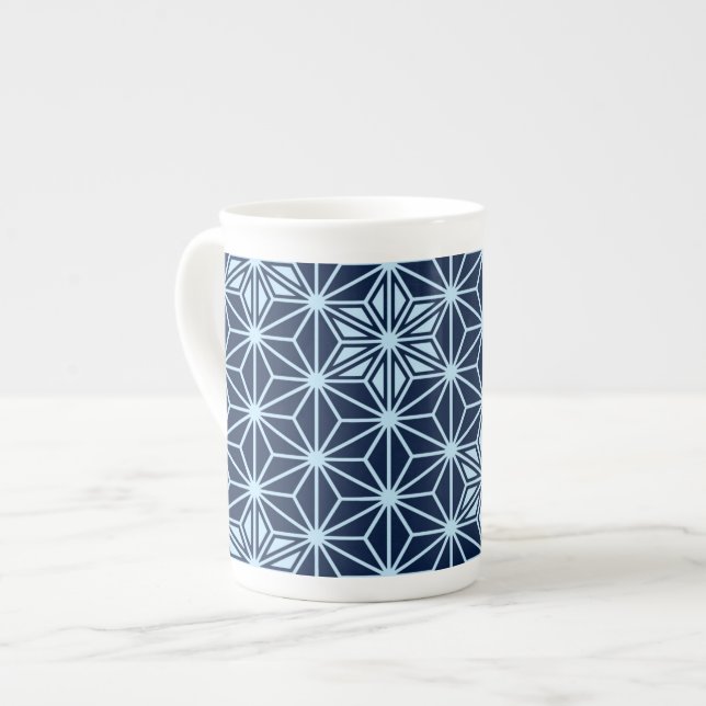 Japanese Asanoha pattern - indigo blue Bone China Mug (Front Left)