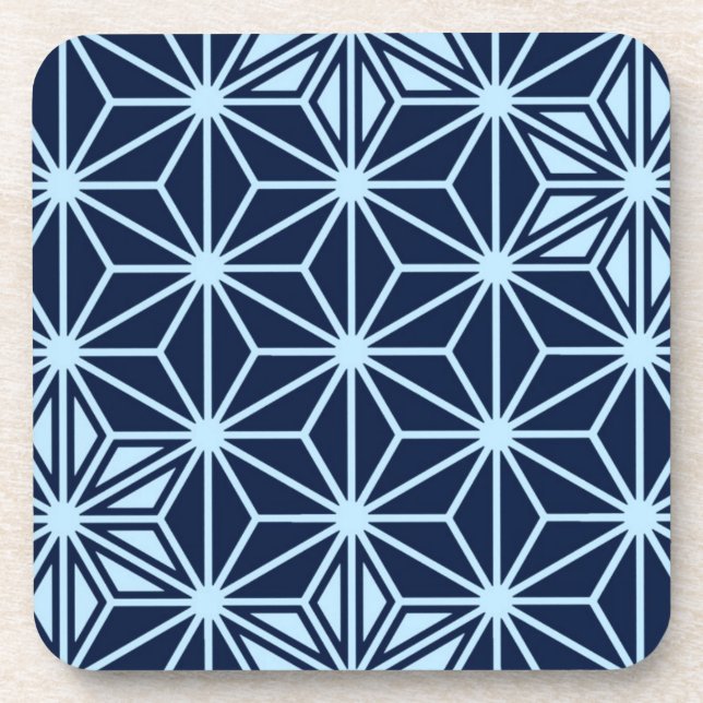 Japanese Asanoha pattern - indigo blue Coaster (Front)