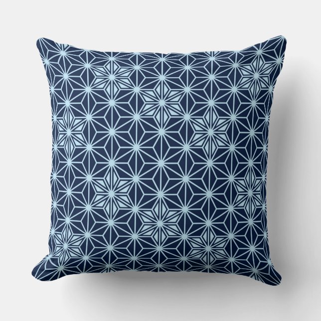 Japanese Asanoha pattern - indigo blue Cushion (Front)