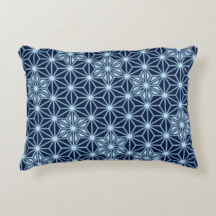 Japanese Asanoha pattern - Indigo Blue Decorative Cushion