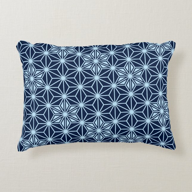 Japanese Asanoha pattern - Indigo Blue Decorative Cushion (Front)