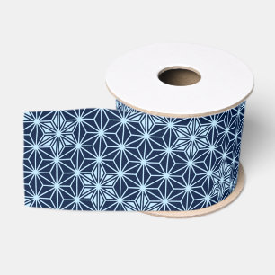 Japanese Asanoha pattern - Indigo Blue Grosgrain Ribbon