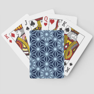 Japanese Asanoha pattern - indigo blue Playing Cards