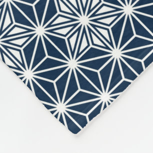 Japanese Asanoha pattern - indigo blue & white Fleece Blanket