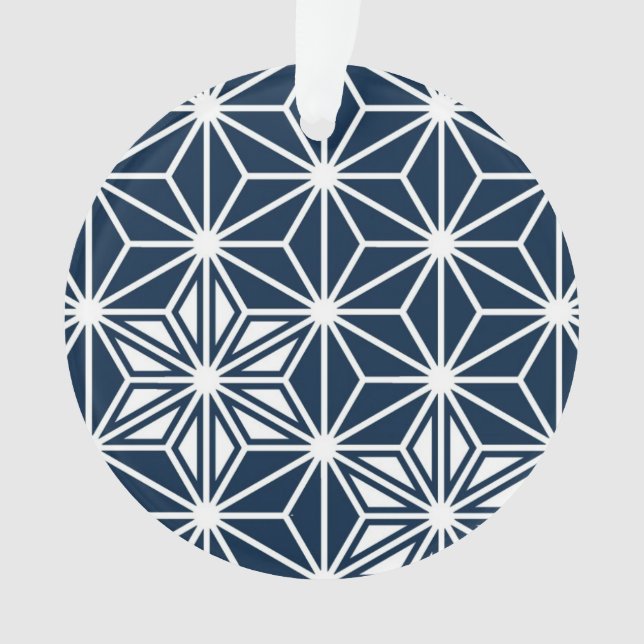 Japanese Asanoha pattern - indigo blue & white Ornament (Front)